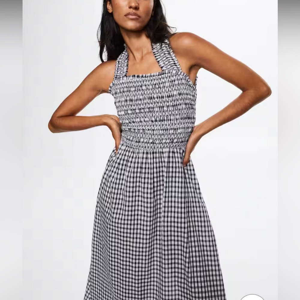 Mango Gingham Check Cottoned Dress